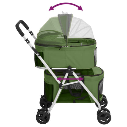 Foldable 2-tier dog stroller green 83x48x97 cm fabric