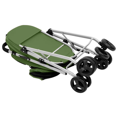 Foldable 2-tier dog stroller green 83x48x97 cm fabric