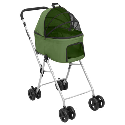 Foldable 2-tier dog stroller green 83x48x97 cm fabric