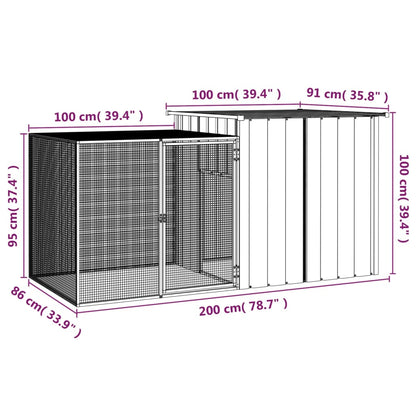 Rabbit cage anthracite 200x91x100 cm galvanized steel
