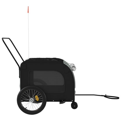 Pet transport trailer for bicycle, black/grey fabric and iron
