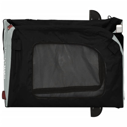 Pet transport trailer for bicycle, black/grey fabric and iron
