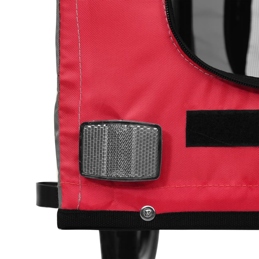 Pet transport trailer for bicycle, red/black fabric and iron