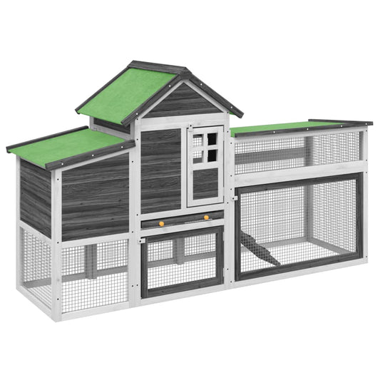 Chicken coop grey 186.5x58.5x113 cm solid pine