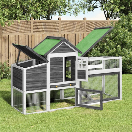 Chicken coop grey 186.5x58.5x113 cm solid pine