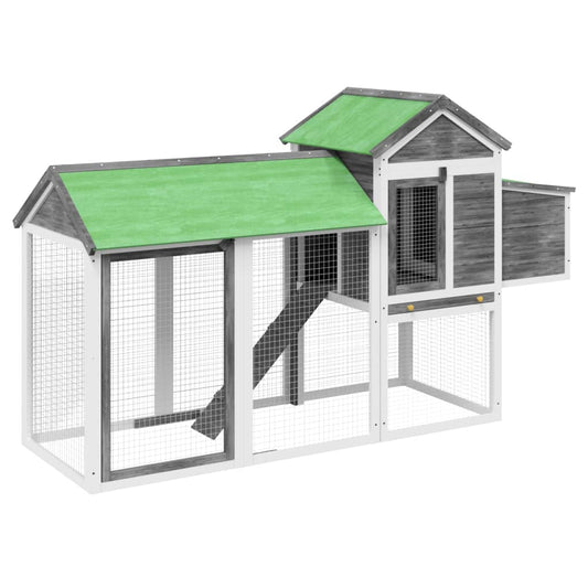 Chicken coop grey 193x65x117 cm solid pine