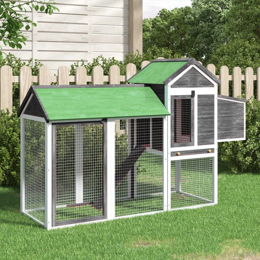 Chicken coop grey 193x65x117 cm solid pine