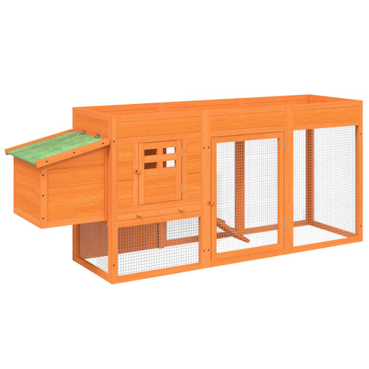 Chicken coop brown 204x50x84 cm solid pine