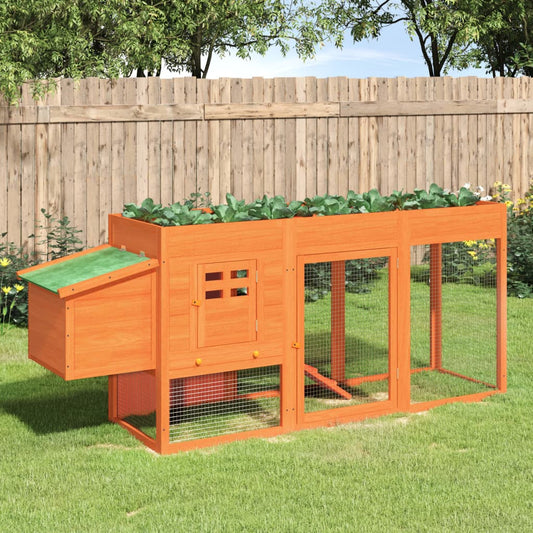 Chicken coop brown 204x50x84 cm solid pine