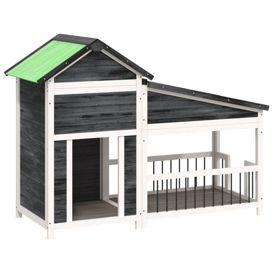 Dog kennel gray 143x60.5x109 cm solid pine