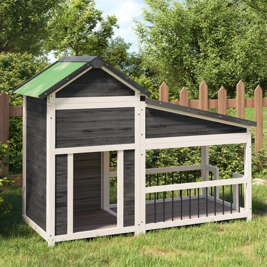 Dog kennel gray 143x60.5x109 cm solid pine