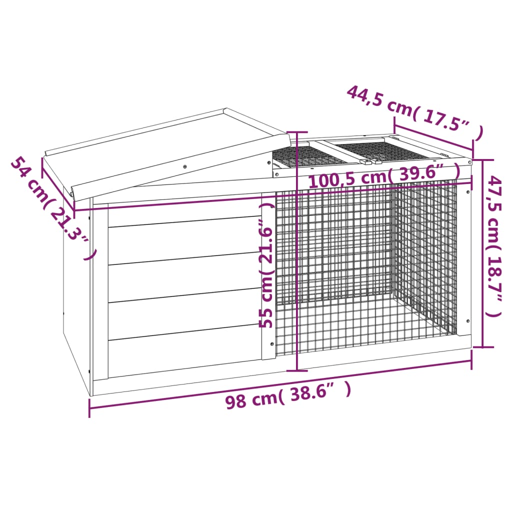 Rabbit hutch brown 100.5x54x55 cm solid pine