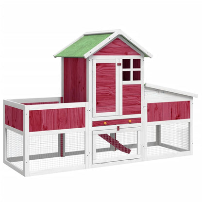 Rabbit hutch red 170x63x113 cm solid pine