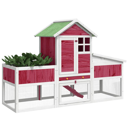 Rabbit hutch red 170x63x113 cm solid pine