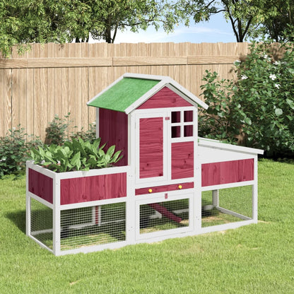 Rabbit hutch red 170x63x113 cm solid pine