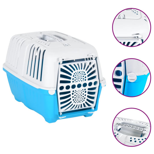 Pet transport box blue and white 48x31.5x33 cm polypropylene