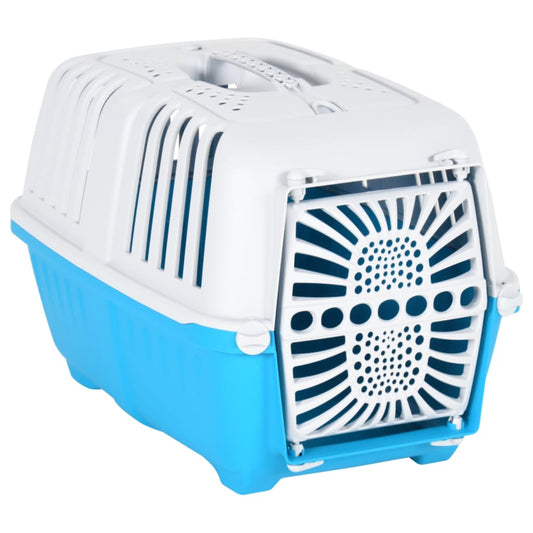Pet transport box blue and white 48x31.5x33 cm polypropylene
