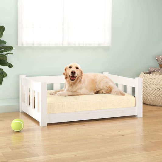 Dog bed white 75.5x55.5x28 cm solid pine