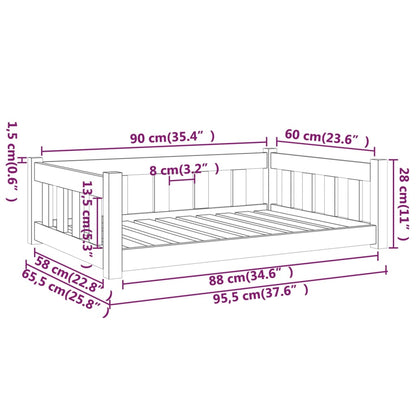 Dog bed 95.5x65.5x28 cm solid pine
