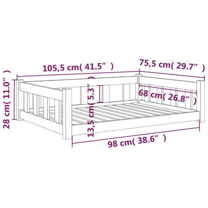 Dog bed 105.5x75.5x28 cm solid pine