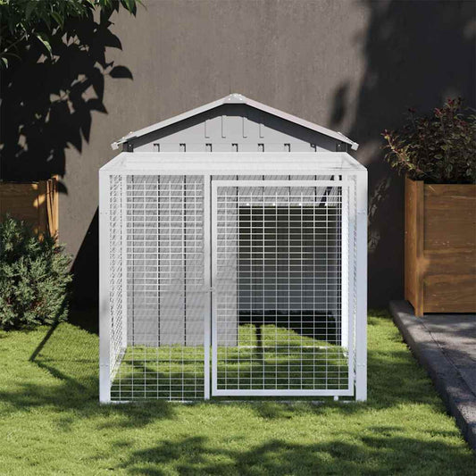 Chicken coop/outdoor area, grey, 117x201x123 cm, galvanized steel