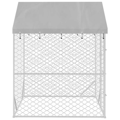 Outdoor dog cage with roof silver 2x2x2.5 m galvanized steel