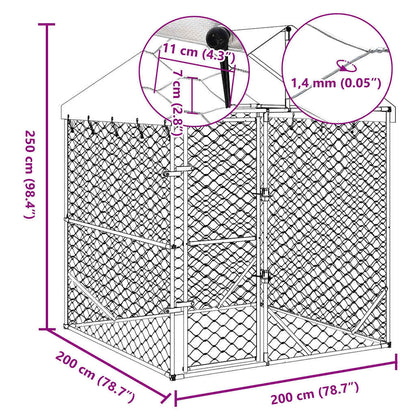 Outdoor dog cage with roof silver 2x2x2.5 m galvanized steel