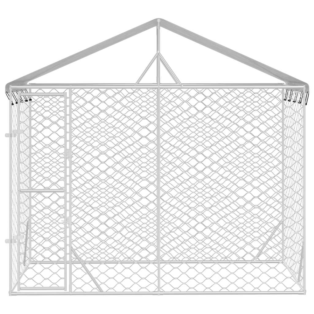 Outdoor dog cage with roof silver 3x1.5x2.5 m galvanized steel