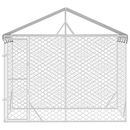 Outdoor dog cage with roof silver 3x1.5x2.5 m galvanized steel