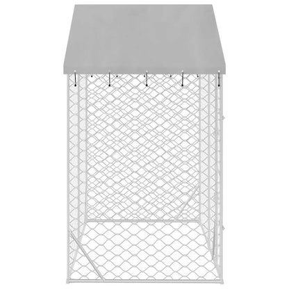 Outdoor dog cage with roof silver 3x1.5x2.5 m galvanized steel