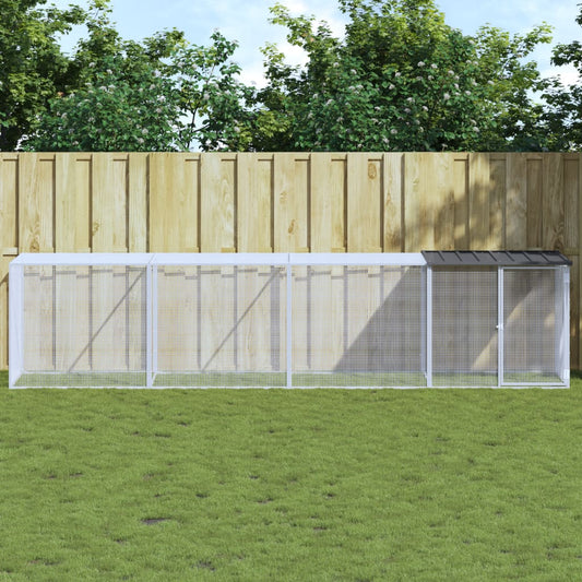 Chicken coop with roof anthracite 403x98x90 cm galvanized steel