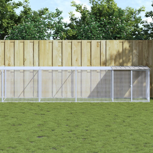 Chicken coop with roof light grey 803x98x90 cm galvanized steel