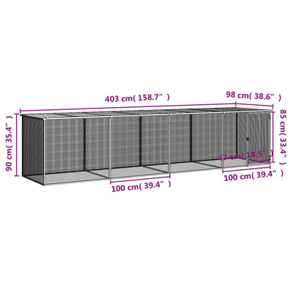 Chicken coop with roof anthracite 403x98x90 cm galvanized steel