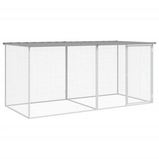 Chicken coop with roof light grey 203x98x90 cm galvanized steel