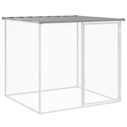 Chicken coop with roof light grey 203x98x90 cm galvanized steel