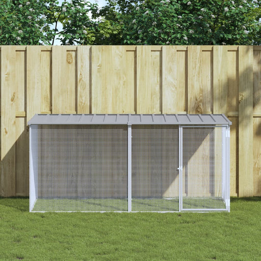 Chicken coop with roof light grey 203x98x90 cm galvanized steel