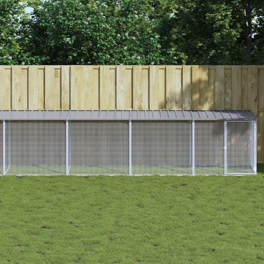 Chicken coop with roof light grey 803x98x90 cm galvanized steel