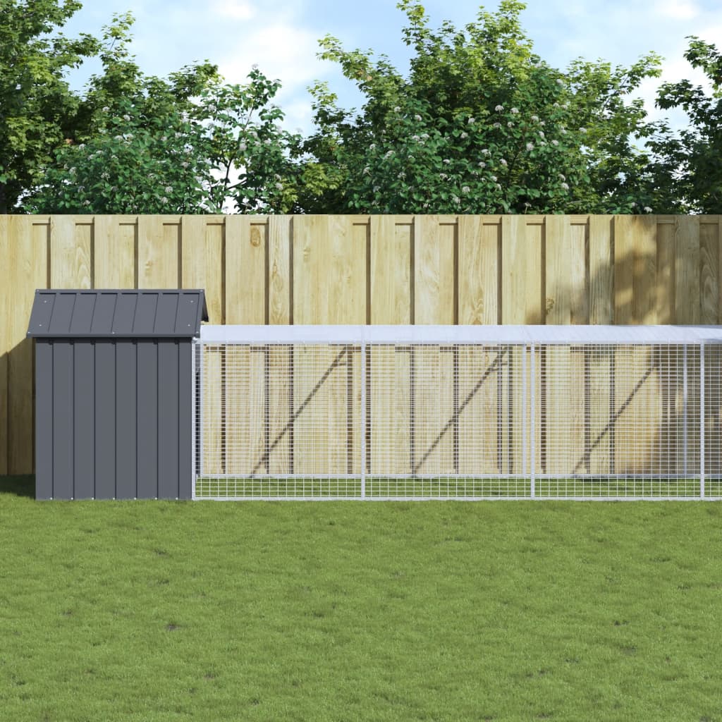Chicken coop/outdoor anthracite 117x609x123 cm galvanized steel
