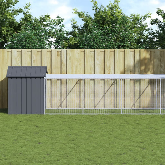Chicken coop/outdoor anthracite 117x609x123 cm galvanized steel