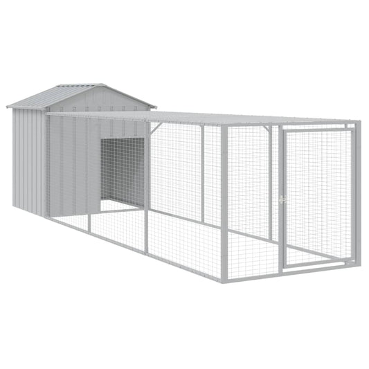 Chicken coop/outdoor area, grey, 117x405x123 cm, galvanized steel