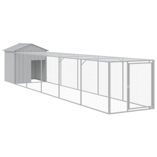 Chicken coop/outdoor area, grey, 117x609x123 cm, galvanized steel
