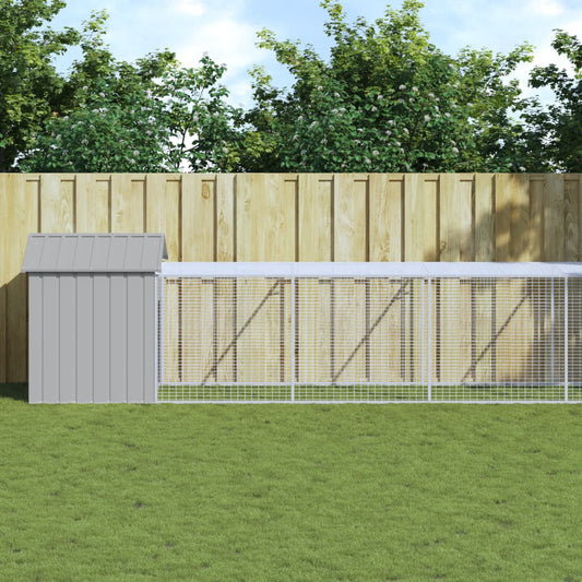 Chicken coop/outdoor area, grey, 117x609x123 cm, galvanized steel