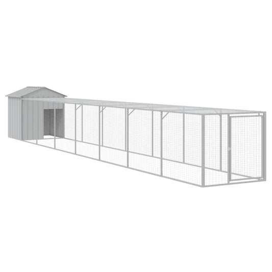 Chicken coop/outdoor area, grey, 117x813x123 cm, galvanized steel