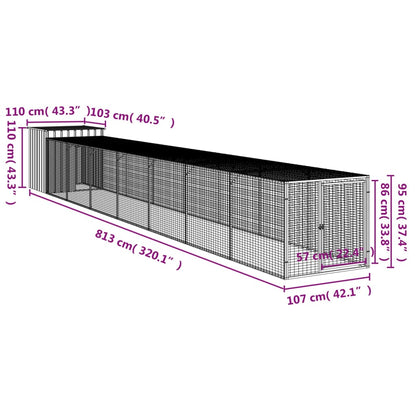 Chicken coop/outdoor anthracite 110x813x110 cm galvanized steel