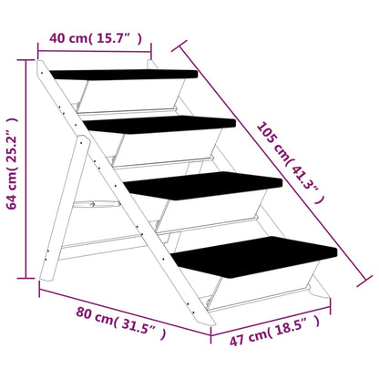 Dog ramp gray 105x47 cm solid spruce