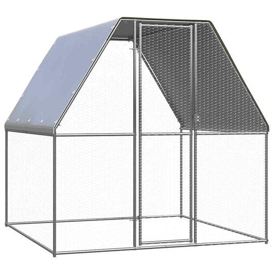 Chicken coop silver and grey 2x2x2 m galvanized steel