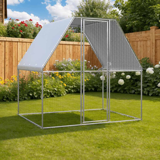 Chicken coop silver and grey 2x2x2 m galvanized steel