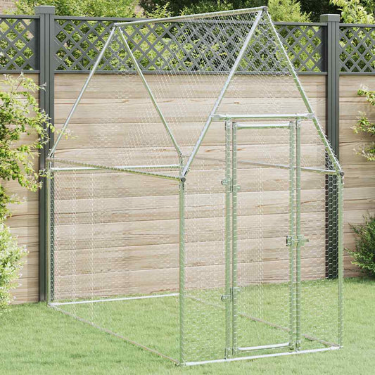 Chicken coop silver 200x100x190 cm galvanized steel