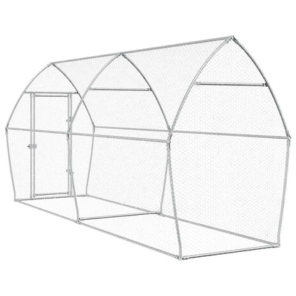Chicken coop silver 400x105x182 cm galvanized steel