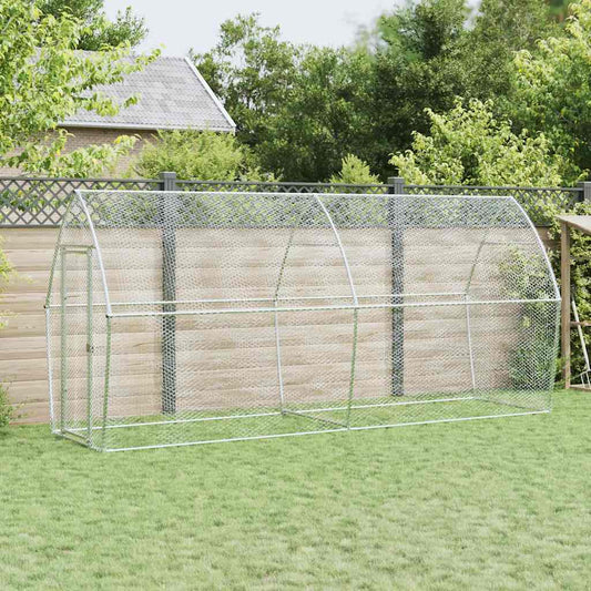 Chicken coop silver 400x105x182 cm galvanized steel
